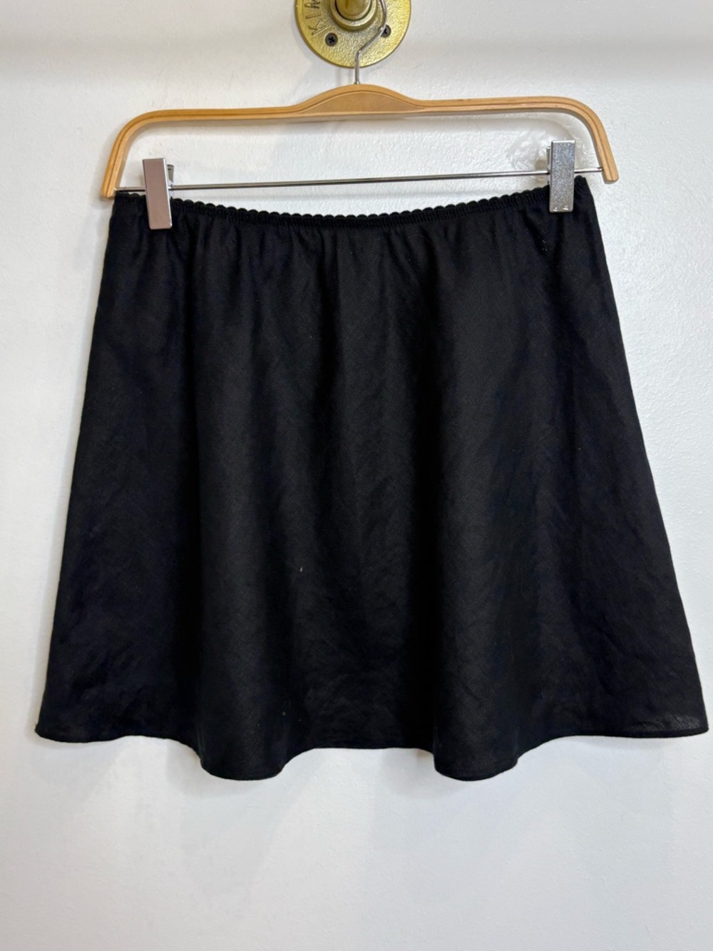 Reformation Linen Black Circle Skater Mini Skirt